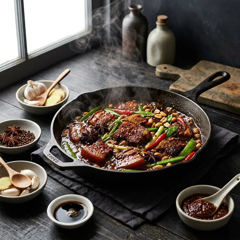 Authentic Chinese savory seasonings, including premium chicken bouillon, fermented bean paste, and five-spice powder, showcasing culinary mouthwatering complexity for global food brands.